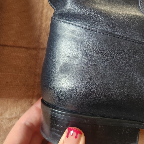 Hunt Club Black Leather Mid Calf Casual Boots Almond Toes Low Heels. Size 9M - Picture 4 of 14